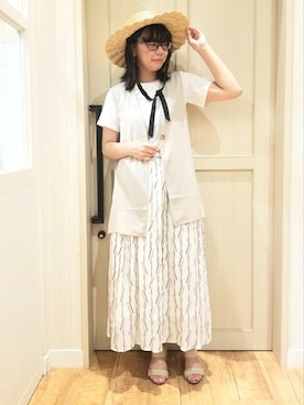 「DRESKIP（ドレスキップ）のアイテム（ハット）」を使った、れーやんさん（レディース・167cm）の春コーディネート