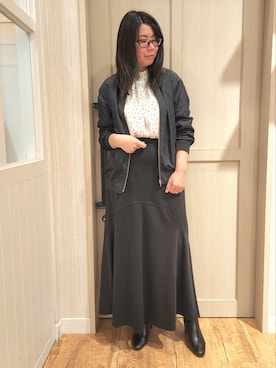 「DRESKIP（ドレスキップ）のアイテム（ブルゾン）」を使った、れーやんさん（骨格ウェーブ・レディース・167cm）の秋コーディネート