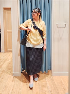 「SHOO・LA・RUE（シューラルー）の【洗濯機可/S-LL】インせず着られる スラブレイヤードトップス（Tシャツ/カットソー、イエロー系）」を使った、れーやんさん（レディース・168cm）の春コーディネート