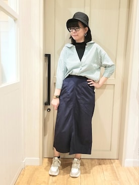 「DRESKIP（ドレスキップ）のアイテム（ハット）」を使った、れーやんさん（レディース・167cm）の春コーディネート