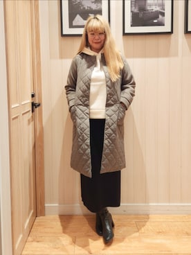 「DRESKIP（ドレスキップ）のアイテム（ノーカラーコート）」を使った、れーやんさん（レディース・167cm）の冬コーディネート