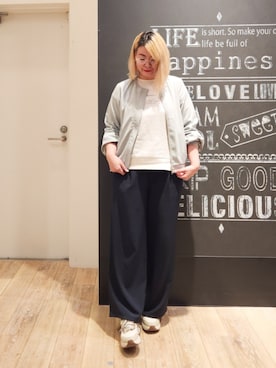 「DRESKIP（ドレスキップ）のアイテム（ブルゾン）」を使った、れーやんさん（レディース・167cm）の春コーディネート
