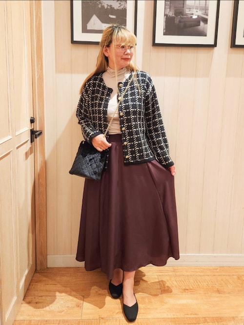 セール】上品で華やかに ラメツイード調 ニットカーディガン