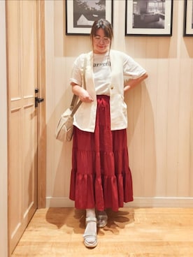 「ティアードスカート」｜れーやんさん（レディース・167cm）の夏コーディネート