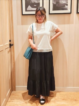 「SHOO・LA・RUE（シューラルー）の【軽量】ふわっと軽い3層ショルダーバッグ（ショルダーバッグ）」を使った、れーやんさん（レディース・168cm）の夏コーディネート