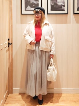 「アイテム（トートバッグ）」を使った、れーやんさん（レディース・168cm）の冬コーディネート