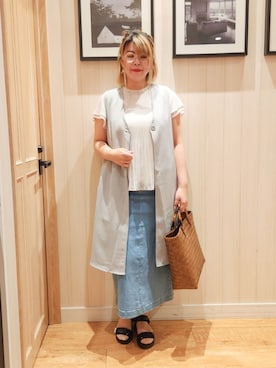 「アイテム（ベスト）」を使った、れーやんさん（レディース・167cm）の夏コーディネート