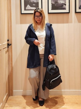 「アイテム（バックパック/リュック）」を使った、れーやんさん（レディース・168cm）の秋コーディネート