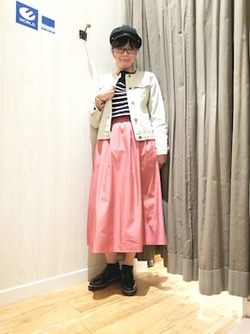 「USAコットン」｜「アイテム（帽子）」を使った、れーやんさん（レディース・167cm）の春コーディネート