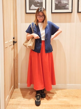 「アイテム（スカート）」を使った、れーやんさん（レディース・167cm）の夏コーディネート