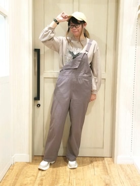 「アクティブ」｜「アイテム（サロペット/オーバーオール）」を使った、れーやんさん（レディース・167cm）の秋コーディネート