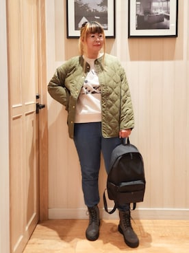 「アイテム（バックパック/リュック）」を使った、れーやんさん（レディース・168cm）の秋コーディネート