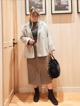 「アイテム（テーラードジャケット）」を使った、れーやんさん（レディース・168cm）の冬コーディネート