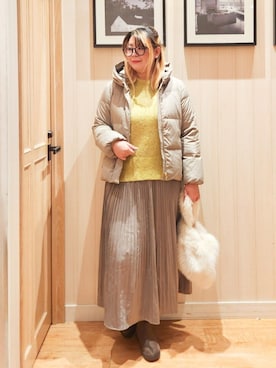 「アイテム（ダウンジャケット/コート）」を使った、れーやんさん（レディース・168cm）の秋コーディネート