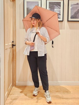 「アイテム（キャップ）」を使った、れーやんさん（レディース・167cm）の夏コーディネート