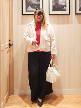 「DRESKIP（ドレスキップ）の【S-LL】大人カジュアルコーデに 襟付きZIPブルゾン（ブルゾン）」を使った、れーやんさん（レディース・168cm）の冬コーディネート