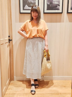 「アイテム（サンダル、ブルー系）」を使った、れーやんさん（レディース・167cm）の夏コーディネート