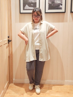 「アイテム（チュニック）」を使った、れーやんさん（レディース・168cm）の夏コーディネート