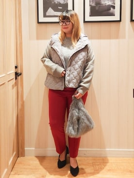 「アイテム（ブルゾン）」を使った、れーやんさん（レディース・168cm）の秋コーディネート