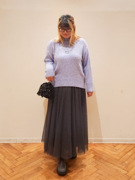 「アイテム（ネックレス）」を使った、れーやんさん（レディース・168cm）の秋コーディネート