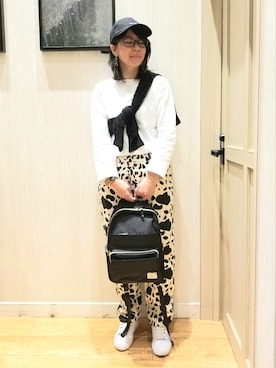 「USAコットン」｜「アイテム（キャップ）」を使った、れーやんさん（レディース・167cm）の春コーディネート