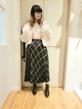 「DRESKIP（ドレスキップ）のアイテム（ブーツ）」を使った、れーやんさん（レディース・167cm）の冬コーディネート