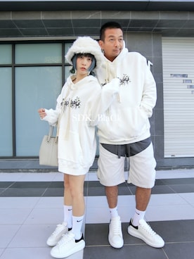 「夫妻穿搭」｜櫻桃子さん（レディース・152cm）の冬コーディネート