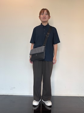 「アイテム（クラッチバッグ、グレー系）」を使った、ちーぼーさん（レディース・156cm）の夏コーディネート
