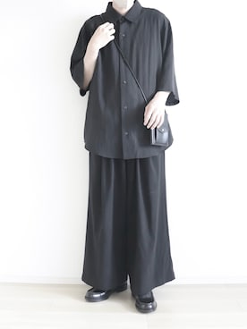 「黒シャツ」｜Yuiさん（メンズ・169cm）の夏コーディネート