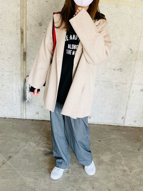 スローブイエナ　着用感のない美品　ダブルループビッグラペルショートコート 美品】SLOBEIENA ダブルループビッグラペルショートコート