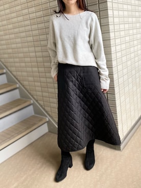 「ゆるニット」｜「アイテム（その他アウター）」を使った、Ⓜ︎さん（レディース・158cm）の冬コーディネート