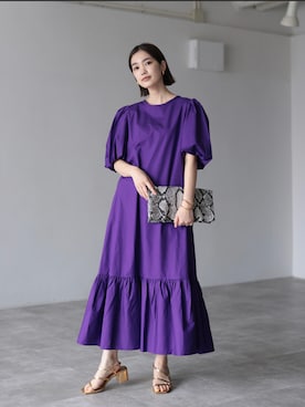 「アイテム（ドレス、パープル系）」を使った、HERENCIA_SNAP さん（レディース・165cm）の春コーディネート