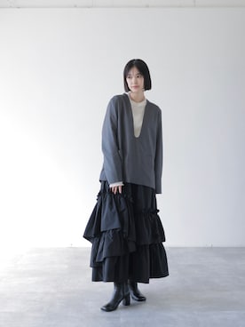 「アイテム（ノーカラージャケット）」を使った、HERENCIA_SNAP さん（レディース・165cm）の秋コーディネート