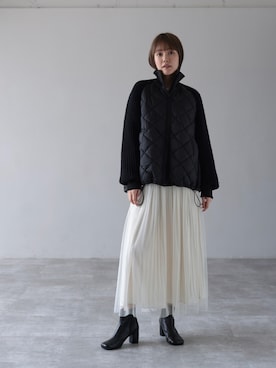 HERENCIA ジャージドッキングロングリブ スタンドカラーコート 0110 HERENCIA ジャージドッキングロングリブ スタンドカラーコート 0110