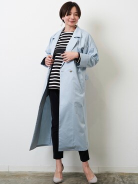 「サックスブルー」｜「アイテム（ステンカラーコート）」を使った、HERENCIA_SNAP さん（レディース・165cm）の冬コーディネート