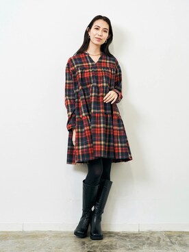 「チェック柄に恋してる」｜「アイテム（チュニック）」を使った、HERENCIA_SNAP さん（レディース・165cm）の秋コーディネート