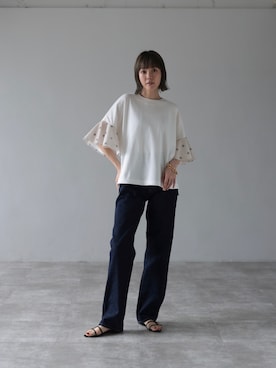 「デザイントップス」｜「アイテム（その他）」を使った、HERENCIA_SNAP さん（レディース・165cm）の夏コーディネート