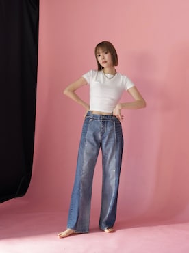 「リメイクジーンズ」｜HERENCIA_SNAP さん（レディース・165cm）の冬コーディネート