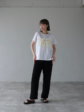 「デザイントップス」｜「アイテム（その他）」を使った、HERENCIA_SNAP さん（レディース・165cm）の夏コーディネート