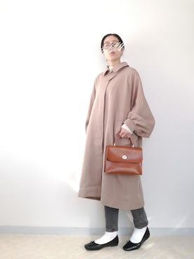 「ECRIRE（エクリール）のアイテム（ステンカラーコート）」を使った、まいこさん（レディース・160cm）の冬コーディネート