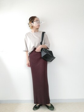 「GRL（グレイル）のリブニットロングスカート（スカート）」を使った、まいこさん（レディース・160cm）の秋コーディネート