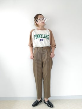 「ラグランTシャツ」｜「アイテム（スラックス）」を使った、まいこさん（レディース・160cm）の夏コーディネート