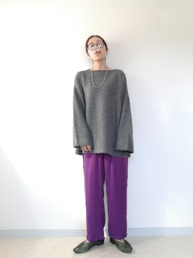 「サテンパンツ」｜「アイテム（その他シューズ）」を使った、まいこさん（レディース・160cm）の秋コーディネート