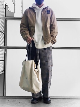 「LACOSTE」｜「アイテム（ブルゾン）」を使った、べー。さん（メンズ・171cm）の冬コーディネート