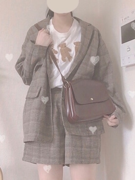 「ユニバ」｜「アイテム（セットアップ）」を使った、ちおさん（レディース・156cm）の秋コーディネート