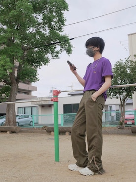 「FLIP THE SCRIPT（フリップザスクリプト）のアイテム（トップス）」を使った、t さん（メンズ・169cm）の夏コーディネート
