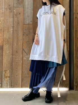 「ADDICT NOIR（アディクトノアー）のアイテム」を使った、照井千尋さん（レディース・163cm）の春コーディネート