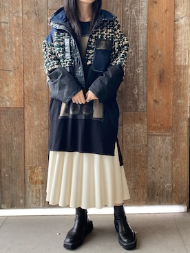 「AULA AILA」｜「アイテム（ブルゾン）」を使った、照井千尋さん（レディース・163cm）の秋コーディネート