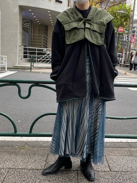 「RehersalL（リハーズオール）のアイテム（その他アウター）」を使った、照井千尋さん（レディース・163cm）の秋コーディネート