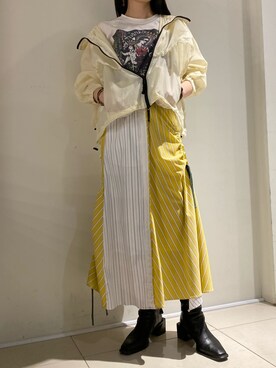 「AULA AILA」｜「アイテム（ブルゾン）」を使った、照井千尋さん（レディース・163cm）の春コーディネート